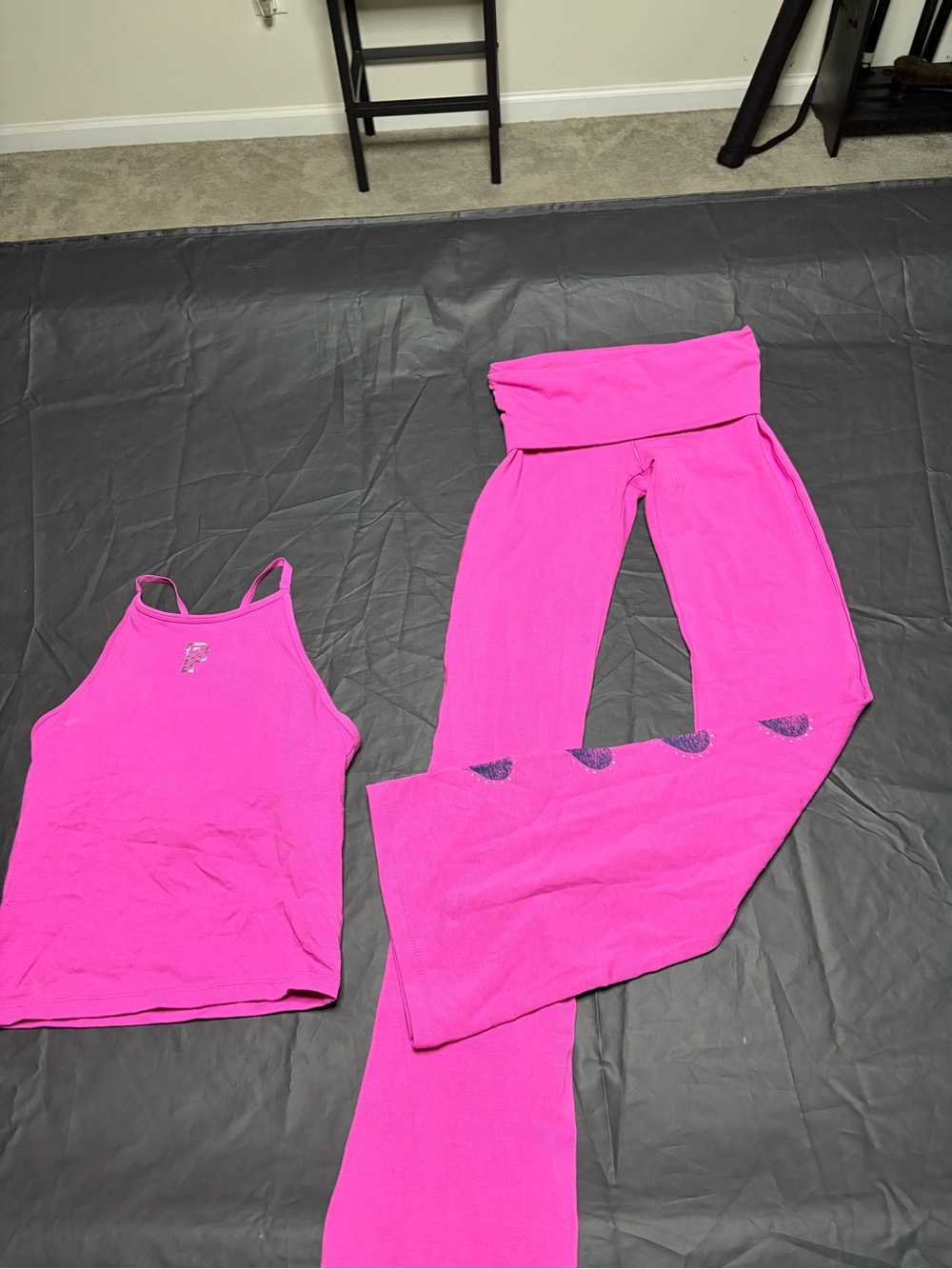 PINK Victoria's Secret Flared Foldover Waist Yoga Pants - Bright Pink